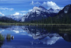 Mount Rundle reflected in one of the Vermillion Lakes, Banff National Park, Alberta,