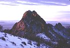 Alpenglow fades on Organ Needle and Rabbit Ear Spires