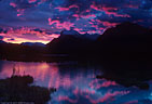 Colorful sunrise at Third Vermilion Lake, Banff National Park.